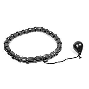 Aga DS652BLACK súlyozott masszázs hula hoop, összeszerelve, a súlygolyó és a csatlakozó klipek láthatók - Hulahopp karika