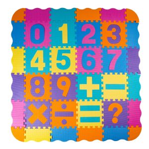 Aga4Kids DS3004 habszivacs puzzle játszószőnyeg csecsemőknek és kisgyermekeknek, számokkal és matematikai szimbólumokkal, színes és puha, tökéletes a tanuláshoz és a játékhoz - Szivacs puzzle