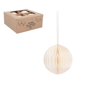 Papír karácsonyfadísz szett 4 darab gömb 8 cm - fehér 128320743 - Inlea4Fun