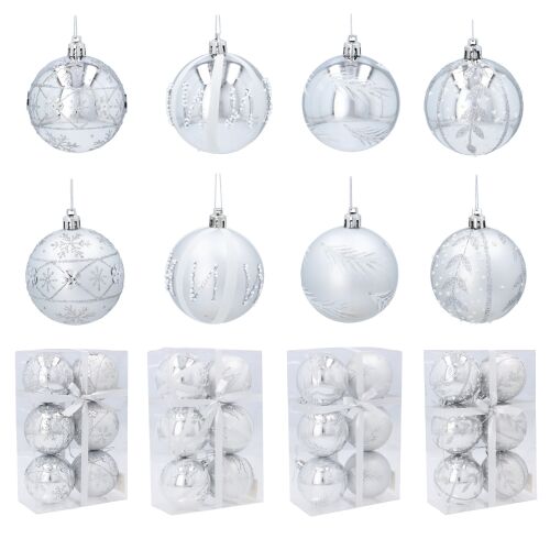 Karácsonyfadísz szett 6 darab 7 cm - ezüst 128320943