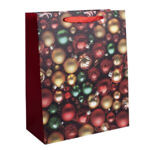 Geschenkpapier-Tasche mit rotem Band und Ornamenten-Druck - Kunst & Hobby