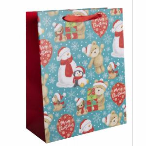 PT.M.ÁLLATOK+MIKISAPI Weihnachtsgeschenktüte mit Schneemann-, Bär- und Pinguin-Design - Kunst & Hobby