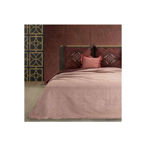 Morocco3 pamut ágytakaró finom jacquard mintával Téglavörös 220x240 cm