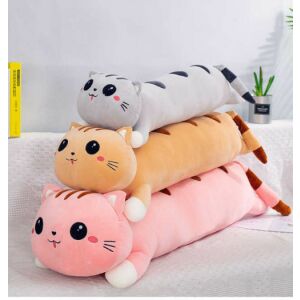 Hosszú plüss cica, 90 cm, szürke