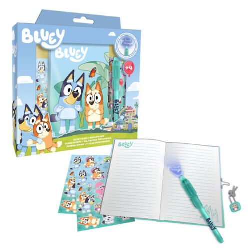 Bluey Life Geheimtagebuch und magischer Stift Set, mit Bluey und Bingo Charakteren, perfekt für Kinder, um ihre Gedanken und Geheimnisse niederzuschreiben