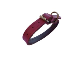 Dvojitý obojok, granátovo červený, 2 cm, vyrobený z pravej kože, pre psov, nastaviteľný 30-39 cm 136109654 - Chov hlodavcov