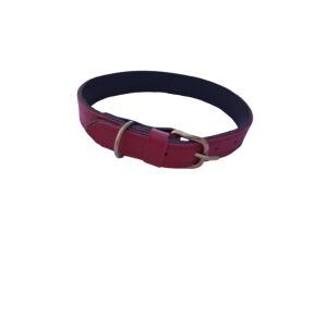 Dupla nyakörv, gránátvörös, 2,5 cm, valódi bőrből, kutyáknak, átmérő 37-48 cm