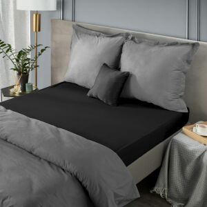 Nova3 Pamut-szatén Gumis Lepedő - Fekete - 180x200 cm