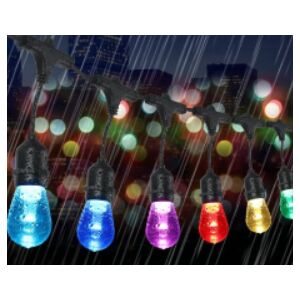 RGB napelemes fényfüzér 10 db E27 izzóval és távirányítóval, vízálló, 10 méter hosszú - Nonbrand Fényfüzér