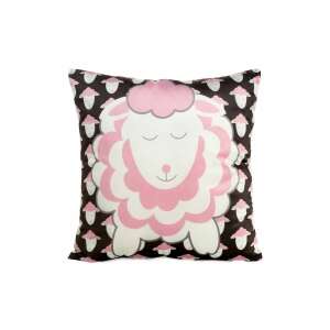 Kids bárány mintás bársony párnahuzat Fekete/rózsaszín 45x45 cm