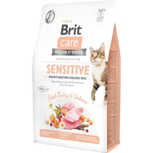 Brit Care Cat GF Sensitive 2 kg érzékeny emésztésre pulyka&lazac 171282