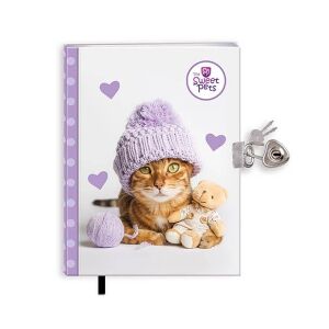 Sweet Pets cicás emlékkönyv lakattal - 17,5x13 cm - lila 128338256 - Napló