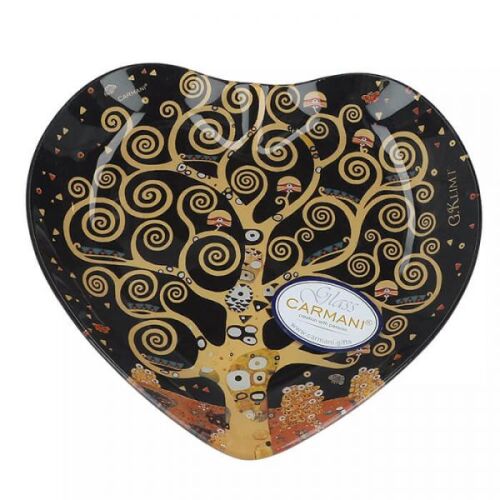 Klimt szív alakú üvegtál - 19x18 cm - Életfa - CARMANI 128338400