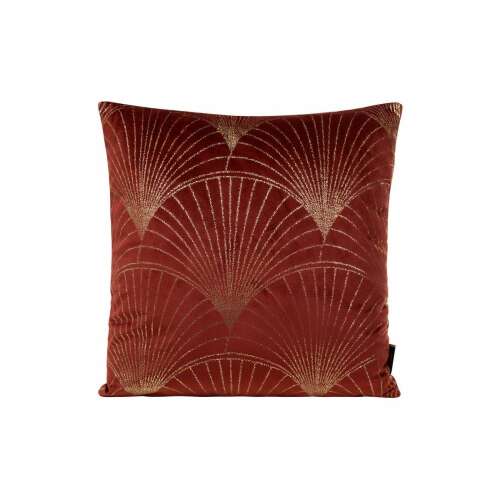 Blink21 bársony párnahuzat téglavörös színben világos arany mintával, 45x45 cm