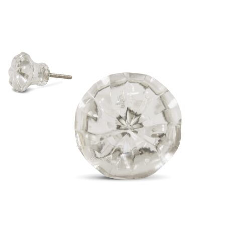 Bútorgomb ajtófogantyú dombormintás csiszolt üveg 3,5x3,5x3cm 128345978