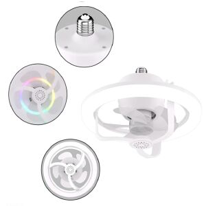 E27 LED mennyezeti ventilátor izzólámpa,  távirányítóval szabályozható - RGB  (THM) 128350870 - Mennyezeti ventilátor