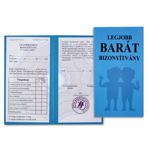 Bizonyítvány legjobb barát 10x18,5cm 128354542 - Vicces ajándék