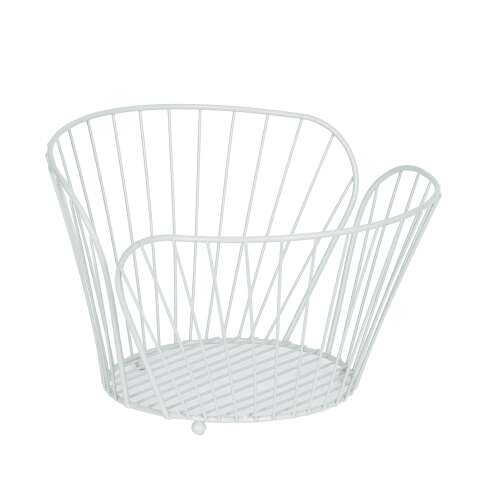 Szürke fém gyümölcskosár, dekoratív, modern design, konyhai tároló