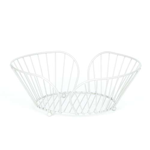 Szürke fém gyümölcskosár, kicsi méret, dekoratív, konyhai dekoráció, Selowei