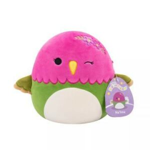 Squishmallows Na'lma jucăria de pluș colibri, 20 cm, roz și verde cu flori - Squishmallows