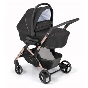 CAM Fluido Easy Duo 952 stroller, black fabric, rose gold frame, with bassinet - Cam