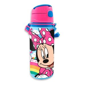 Disney Minnie Rainbow alumínium szívószálas kulacs akasztóval 600 ml