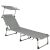 Springos grey folding sun lounger with canopy, adjustable backrest