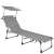 Springos Folding Sun Lounger with Canopy - Grey, a comfortable and adjustable lounger with a canopy for shade