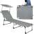 Springos Folding Sun Lounger with Canopy - Grey, showing the lounger folded for easy storage and transport