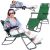 Springos green folding sun lounger in use, relaxing woman