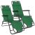 Two Springos green folding sun loungers