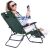 Springos green folding sun lounger with woman relaxing