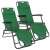 Two green Springos folding lounge chairs with headrests