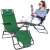 Two green Springos folding lounge chairs with headrests, one with a woman sitting in it