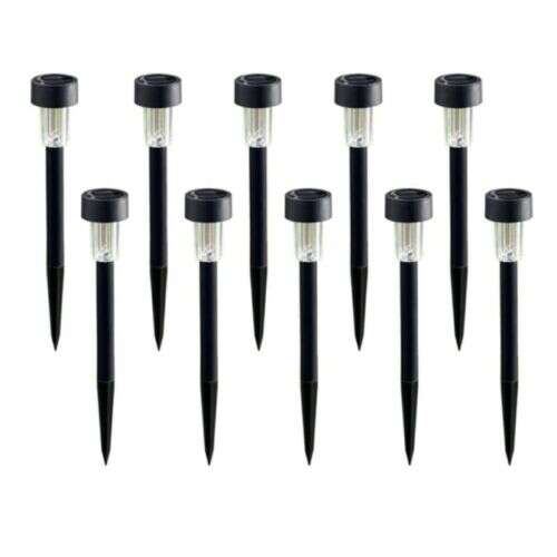 10 pack solar powered garden lights, black, stake lights, outdoor lighting