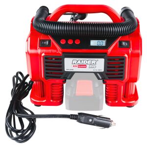 Raider Pro R20 rendszerű RDP-JAC20 Solo légkompresszor, 12V, 20V, 11 bar, 90W, 3450 perc, tartozékokkal, akkumulátor és töltő nélkül - Kompresszor