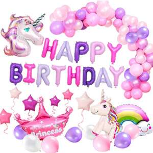Születésnapi léggömb lufi készlet lányoknak XXL - unikornis és szivárvány 41565634 Party dekoráció