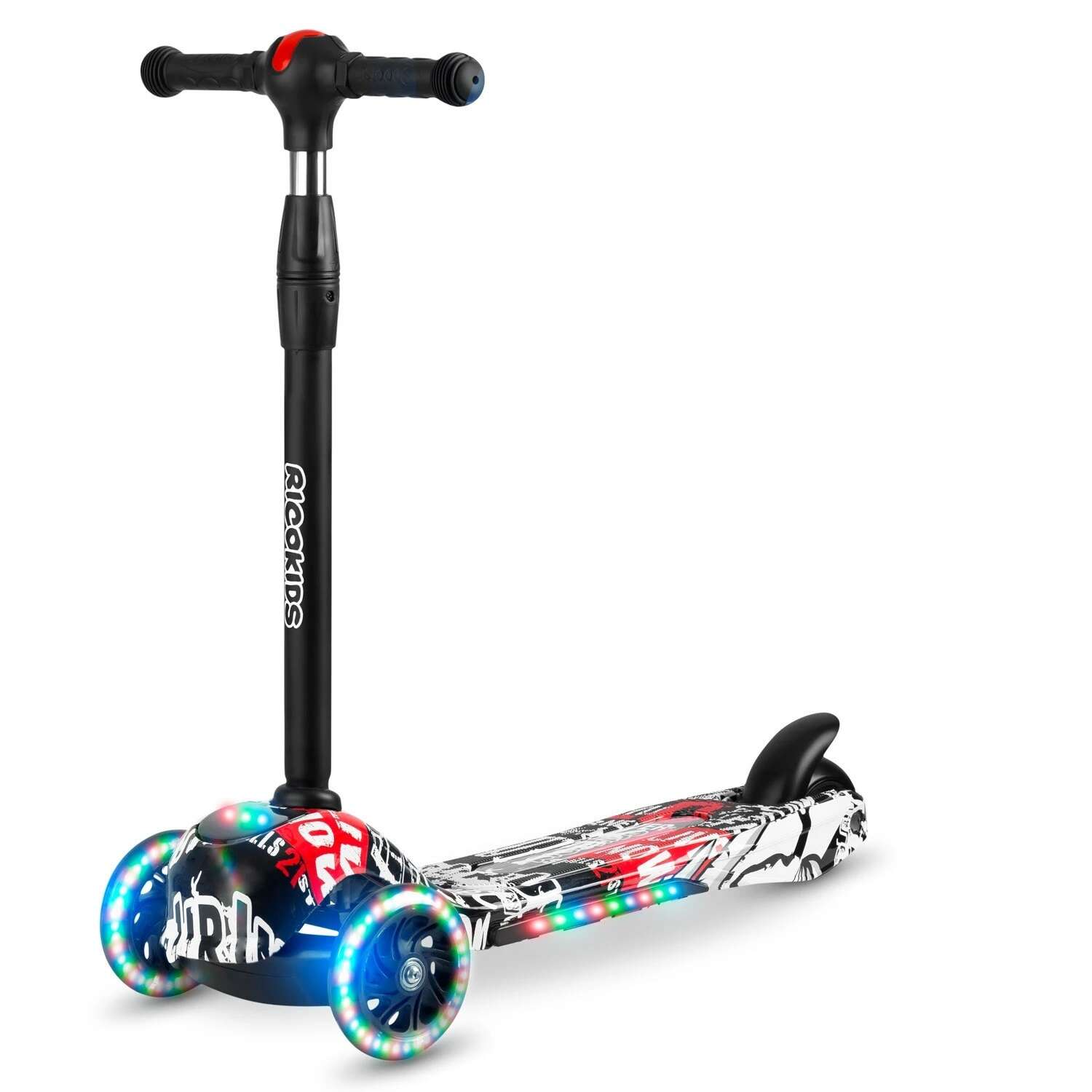 E-shop Ricokids Piko trojkolesová kolobežka - čierna s červenými a biely...