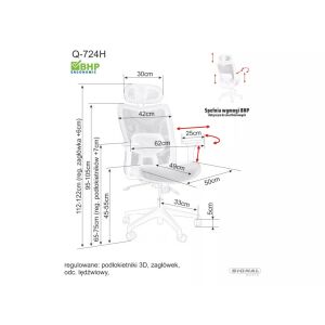 Q-724H Ergonomikus Hálós Forgószék Fejtámlával Fekete