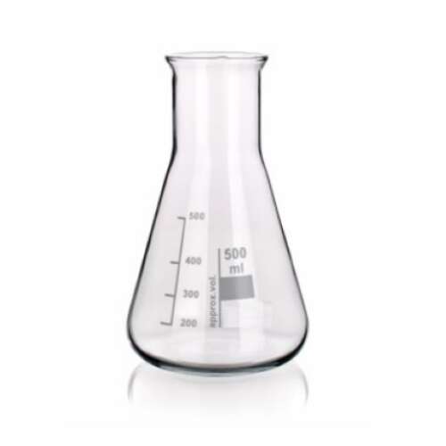 Balon Erlenmeyer cu gât larg, 1000 ml, din sticlă borosilicată
