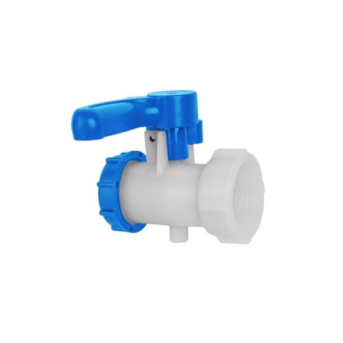 IBC-Absperrklappenadapter S60x6 weiblich mit männlichem S60x6-Ausgang.