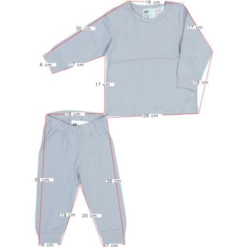 Pyžamo pre dievčatá H&M vo veľkosti 68, svetlosivá farba, dlhý rukáv a nohavice