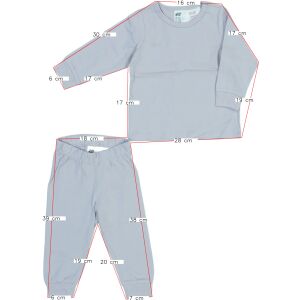 Пижамен комплект за момичета H&M, размер 68, светло сив цвят, блуза с дълъг ръкав и панталон - Мода и обличане