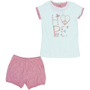 Set pijamale pentru fete OVS, top alb cu imprimeu 'Hope' și pantaloni scurți roz cu imprimeu mic cu inimi, mărimea 140 - Modă și îmbrăcăminte