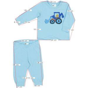 H&M Baby-Pyjama für Jungen in Blau mit Traktor-Motiv, Größe 62 - H&M