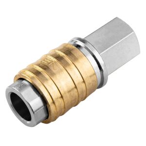 Szögletes nézet a NEO 1/4" belsőmenetes pneumatikus gyorscsatlakozóról - NEO Tools