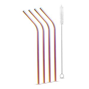 Rozsdamentes acél szívószál szett - titán szivárványos (5 darabos) 128387927 - Szívószál