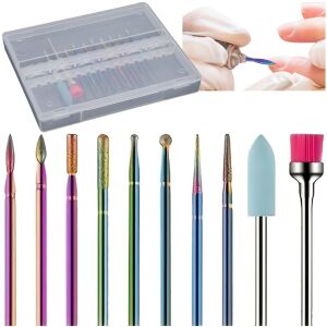 Set de freze pentru unghii, cuticule, diamante, ceramica, cutie de 10 128402677 - Accesoriu pentru polizor de unghii