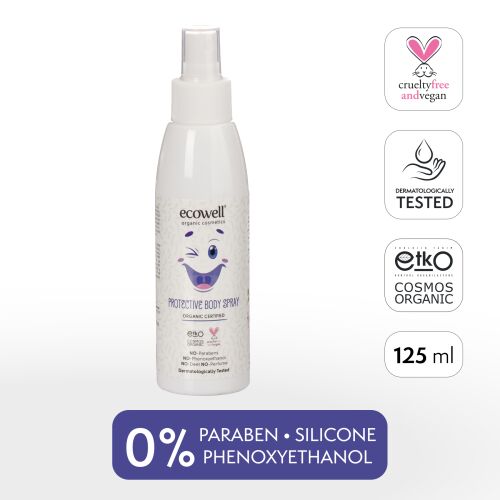 Ecowell Organikus Védő Testpermet 125ml, vegán és állatkísérlet-mentes