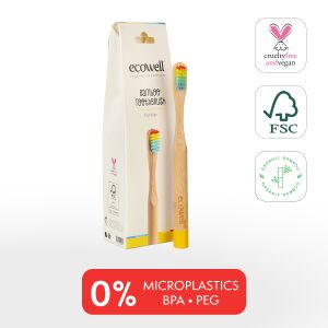 Ecowell organikus bambusz fogkefe gyerekeknek, környezetbarát és vegán - Baba fogápolás